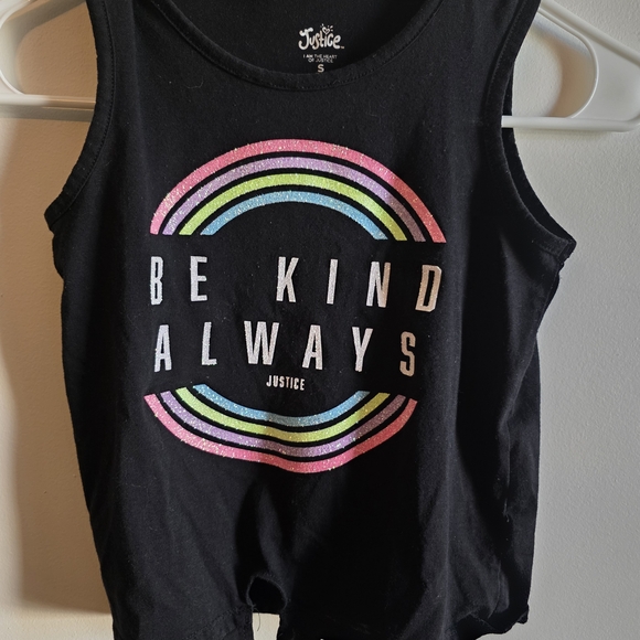 Justice Black Tank Top with Rainbow Design - Picture 1 of 1